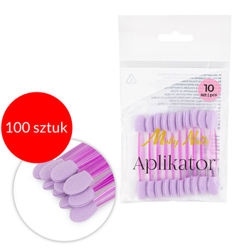 100sztuk Aplikator pacynka do wcierania pyłków Molly Nails fioletowy 10 szt
