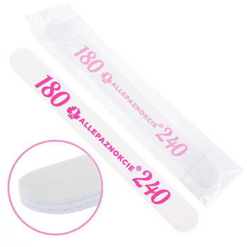 Pilnik do paznokci Bezpieczny Pakiet Allepaznokcie prosty biały środek 180/240 CU-12 High Quality