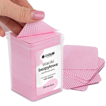 Waciki bezpyłowe perforowane do paznokci różowe 5x5 cm 200 szt
