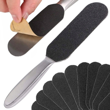 Tarka do pedicure z 10 wymiennymi wkładami 24,8 cm metalowa srebrna