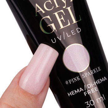 Akrylożel Polygel żel budujący do przedłużania AcrylGel Molly Nails HEMA/Di-HEMA Free Pink Sparkle 30 ml