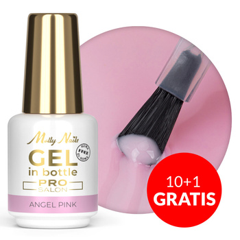 10+1gratis Żel budujący w butelce z pędzelkiem Gel in Bottle Molly Nails Pro Salon Angel Pink HEMA/Di-HEMA Free 15g