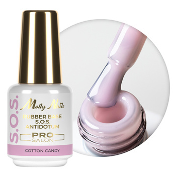 Baza kauczukowa elastyczne paznokcie manicure pedicure do ozdób S.O.S. Antidotum Pro Salon Molly Nails Cotton Candy 15g