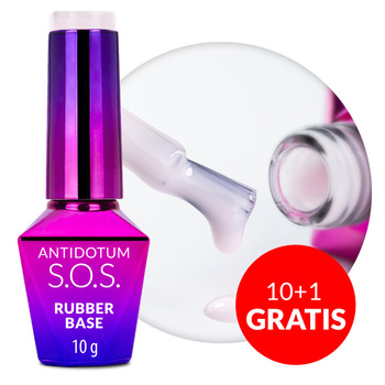 10+1gratis Baza kauczukowa elastyczne paznokcie S.O.S. Antidotum Molly Nails Milky Blush 10g
