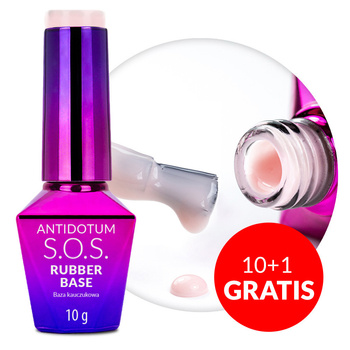 10+1gratis Baza kauczukowa elastyczne paznokcie S.O.S. Antidotum Molly Nails Powder Pink 10g