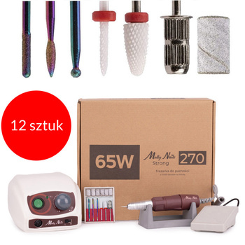 12sztuk Frezarka do manicure i pedicure 65W Molly Nails biała Strong 270 35 000 obrotów