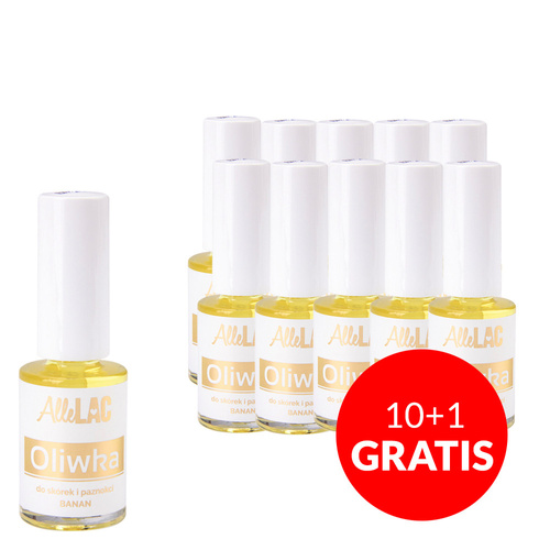 10+1gratis Oliwka do skórek i paznokci z pędzelkiem AlleLac o zapachu bananowym 7ml