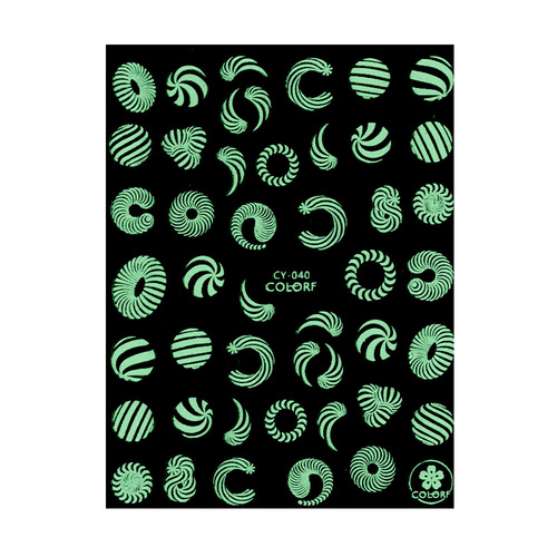 Naklejki do paznokci cienkie samoprzylepne świecące w UV wzory ornamenty CY-040