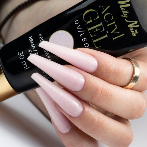 Akrylożel Polygel żel budujący do przedłużania AcrylGel Molly Nails HEMA/Di-HEMA Free Pink Sparkle 30 ml