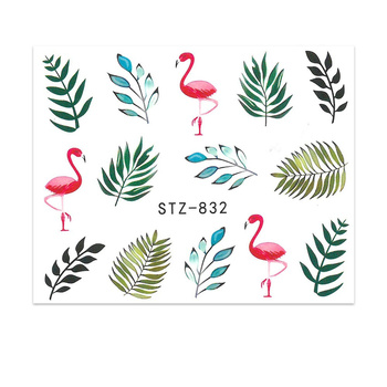 Naklejki wodne do paznokci rośliny flamingi STZ-832