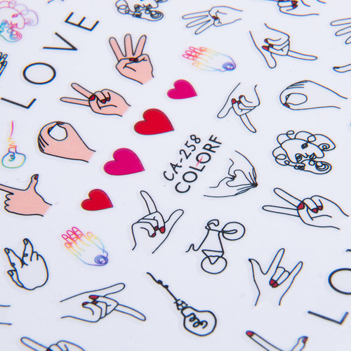 Naklejki do paznokci cienkie samoprzylepne walentynkowe CA-258