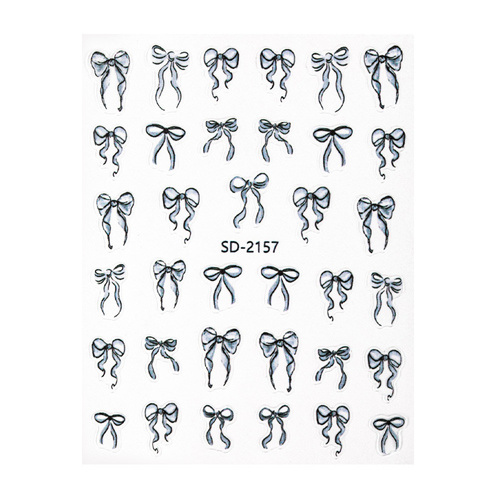 Naklejki do paznokci 5D samoprzylepne kokardki czarne SD-2157