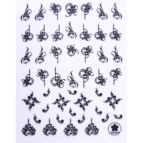 Naklejki do paznokci cienkie samoprzylepne wzory ornamenty CB-176 czarne