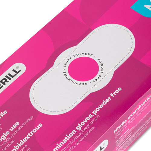 Rękawiczki jednorazowe nitrylowe diagnostyczne i ochronne Medisterill rozmiar M magenta 100szt