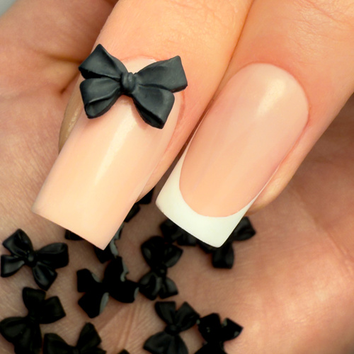 Ozdoby do paznokci kokardki 3D Molly Nails czarne 100 szt