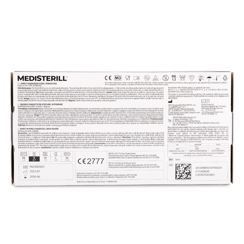 Rękawiczki jednorazowe nitrylowe diagnostyczne i ochronne Medisterill rozmiar S czarne 100szt