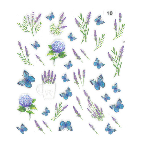 Naklejki do paznokci samoprzylepne 5D kwiaty motyle Nr 18