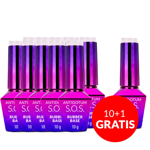 10+1gratis Baza kauczukowa elastyczne paznokcie S.O.S. Antidotum Molly Nails Milky Blush 10g