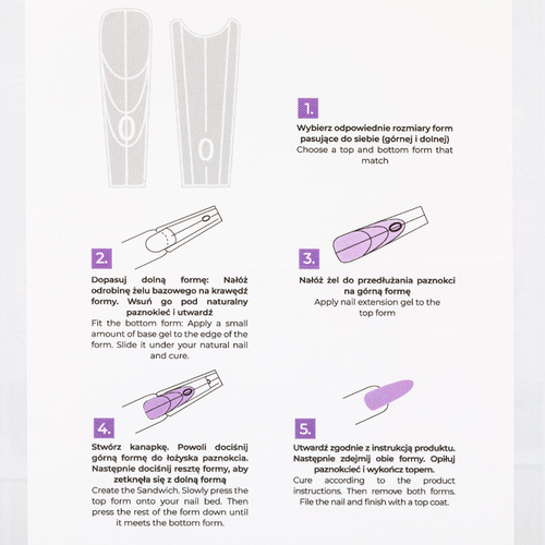 50sztuk Podwójne kanapkowe dual formy do budowy paznokci Sandwich dual forms trumienka 15 rozmiarów 240 szt