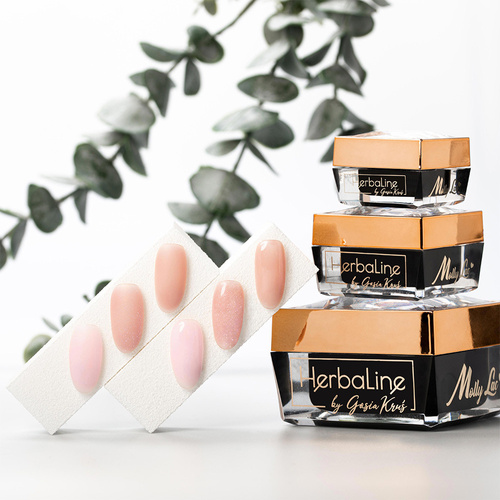 Żel budujący do paznokci HEMA/Di-HEMA Free z olejkiem z drzewa herbacianego MollyLac HerbaLine Sugar Pink by Gosia Kruś 5g