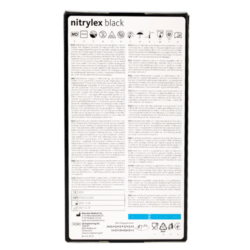 Rękawiczki jednorazowe nitrylowe diagnostyczne i ochronne Mercator rozmiar M czarne 100 szt