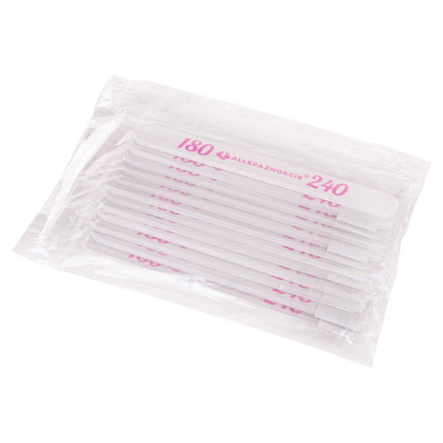 Pilnik do paznokci Bezpieczny Pakiet Allepaznokcie prosty biały środek 180/240 CU-12 High Quality