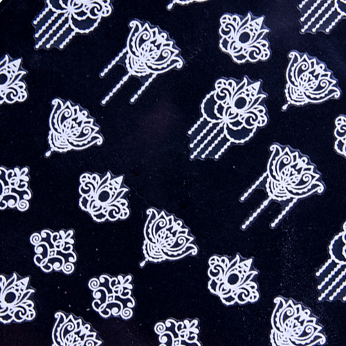 Naklejki do paznokci cienkie samoprzylepne wzory ornamenty CB-174 białe