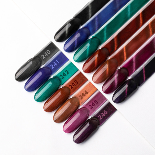 5+1gratis Lakier hybrydowy LED/UV Gel Polish Cat Eye Seduction Nr 242 Allure Green Molly Nails HEMA/Di-HEMA Free 8g