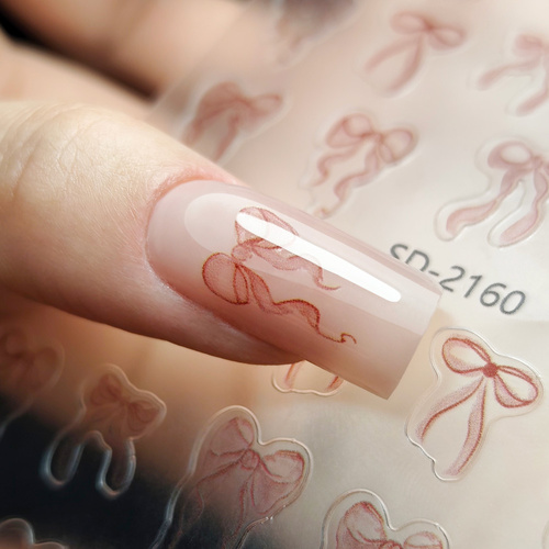 Naklejki do paznokci 5D samoprzylepne kokardki czerwone SD-2160