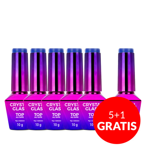 5+1gratis Kolorowy top bez przemywania top no wipe Crystal Glass Molly Nails Blue HEMA/Di-HEMA Free 10g