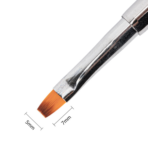 Pędzelek dwustronny do żelu Nr 4 kwadratowy i do zdobień 6mm różowy No Name