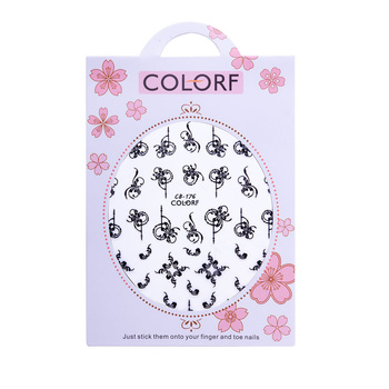 Naklejki do paznokci cienkie samoprzylepne wzory ornamenty CB-176 czarne