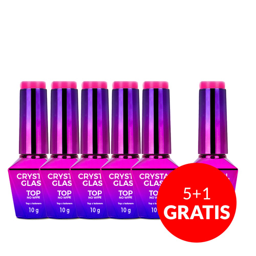 5+1gratis Kolorowy top bez przemywania top no wipe Crystal Glass Molly Nails Pink HEMA/Di-HEMA Free 10g