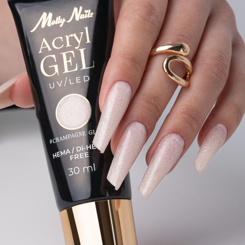 11+1gratis Akrylożel Polygel żel budujący do przedłużania AcrylGel Molly Nails HEMA/Di-HEMA Free Champagne Glow 30 ml