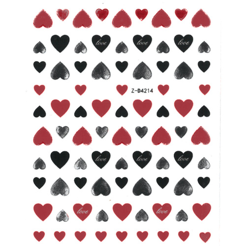 Naklejki do paznokci cienkie samoprzylepne serduszka Z-D4214 dark red ciemny czerwony