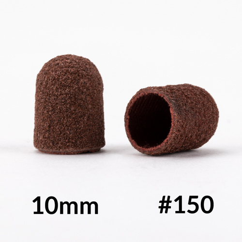 10szt Kapturki ścierne do pedicure z bawełnianym środkiem 10mm gradacja 150 brązowe AlleMed 10 szt