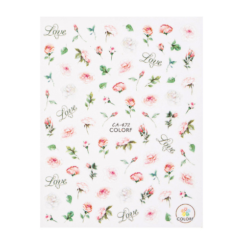 Naklejki do paznokci samoprzylepne walentynkowe róże CA-472