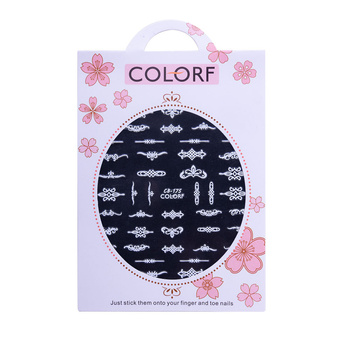 Naklejki do paznokci cienkie samoprzylepne wzory ornamenty CB-175 białe