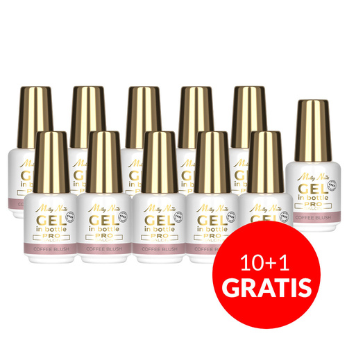 10+1gratis Żel budujący w butelce z pędzelkiem Gel in Bottle Molly Nails Pro Salon Coffee Blush HEMA/Di-HEMA Free 15g
