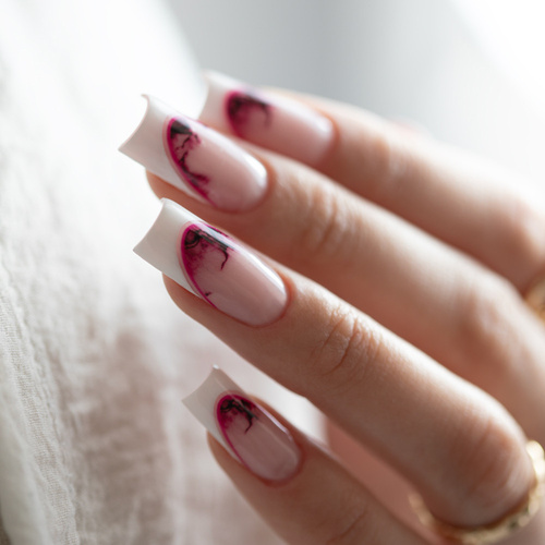 Naklejki samoprzylepne na paznokcie 5D/ French/ Francuska linia uśmiechu 20szt pink SD-2281