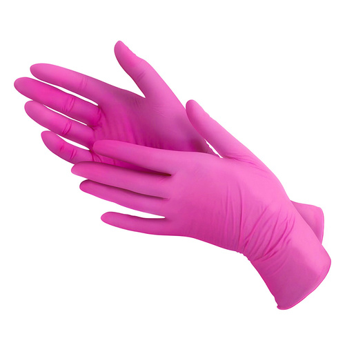 Rękawiczki jednorazowe nitrylowe diagnostyczne i ochronne Medisterill rozmiar S magenta 100szt