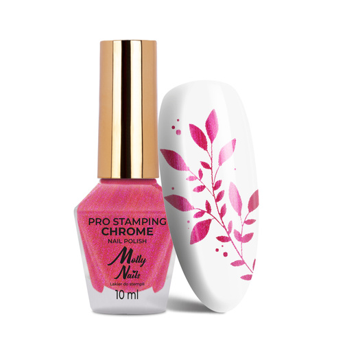 Lakier do stempli i stampingu Molly Nails PRO Stamping Chrome różowy rose pink 10ml