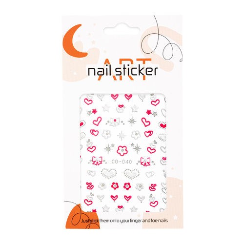 Naklejki do paznokci 3D samoprzylepne walentynkowe serca CO-040