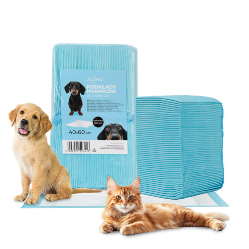 Podkłady mata maty chłonne dla psa nauka sikania higiena czystość AlleMed 100 szt. 40x60 cm niebieskie
