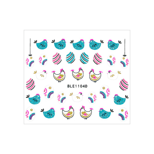 Naklejki do paznokci 3D samoprzylepne brokatowe wielkanocne BLE 1104D