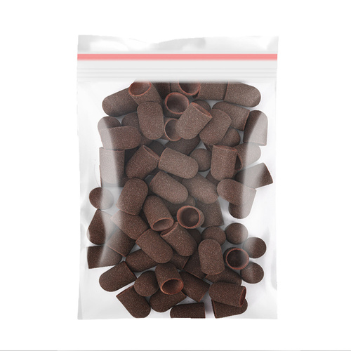 Kapturki ścierne do pedicure z bawełnianym środkiem 16mm gradacja 100 brązowe AlleMed 100 szt