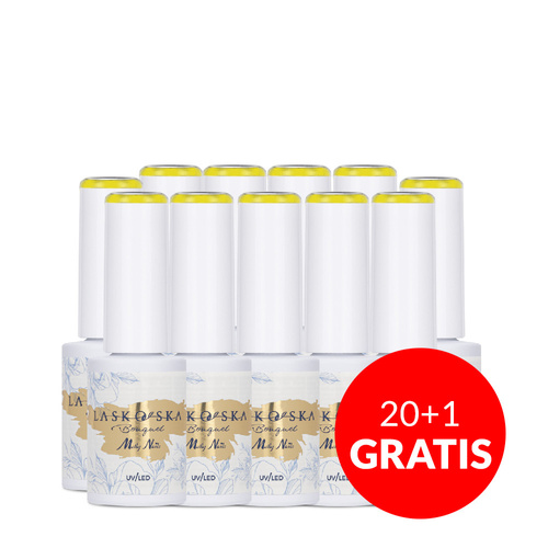 20+1gratis Lakier hybrydowy LED/UV Gel Polish Molly Nails @Bouquet by Laskovska Queen Lime HEMA/Di-HEMA Free 7g