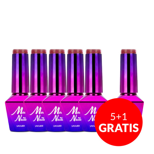 5+1gratis Lakier hybrydowy Molly Nails Bling it on! Red me now 8g Nr 506