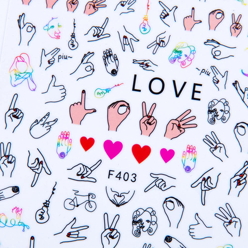 Naklejki do paznokci cienkie samoprzylepne walentynkowe F403