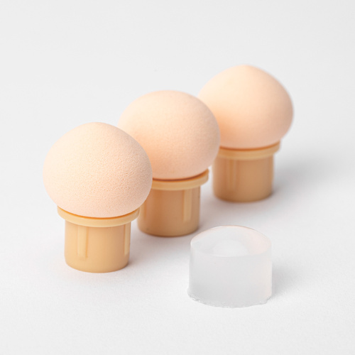 Dwustronny pędzel gąbka do ombre i nail art stempel z cyrkoniami fioletowy